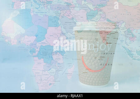 Smile and enjoys travels to Africa map Stock Photo