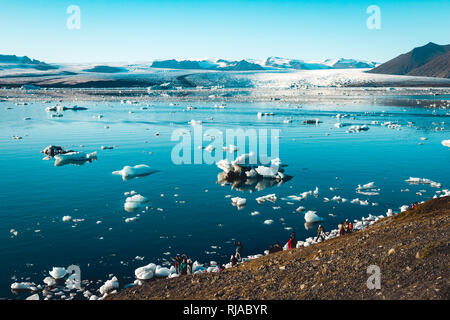 Spectacular glacial lagoon in Iceland with floating icebergs Stock Photo