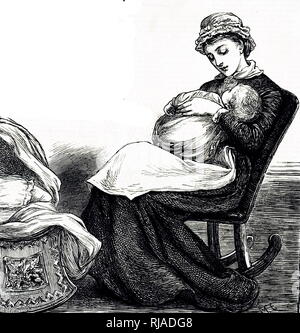 A Victorian Era mother rocking her baby to sleep Stock Photo - Alamy