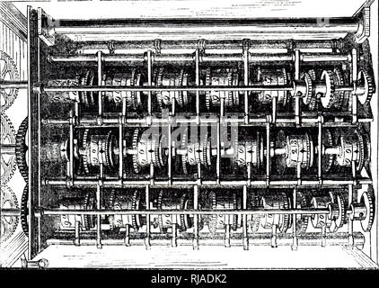 An engraving depicting Charles Babbage's difference engine. Charles Babbage (1791-1871) an English polymath. Dated 19th century Stock Photo