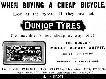 An advertisement for Dunlop tyre repair kit. Dated 20th century Stock Photo