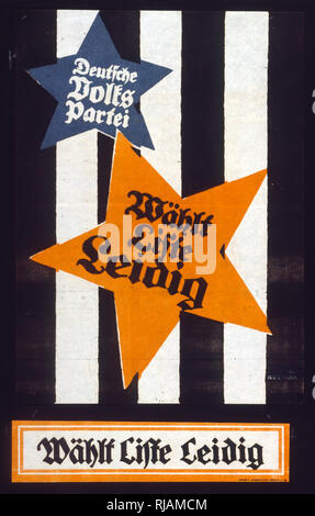 Propaganda poster 1932 for the German People's Party (Deutsche Volkspartei, or DVP), liberal party in Weimar Germany and a successor to the National Liberal Party of the German Empire. Stock Photo