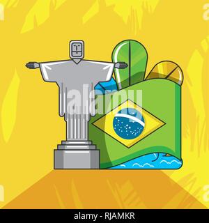 flag of brazil with culture icons vector illustration design Stock Vector