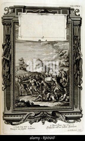 Hebrews in battle; (book of Samuel), from Physique sacree, ou Histoire-naturelle de la Bible, 1732-1737, by Johann Jakob Scheuchzer (1672 - 1733), a Swiss scholar born at Zurich Stock Photo