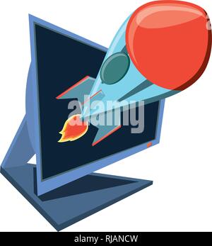 monitor computer with rocket launcher Stock Vector Image & Art - Alamy