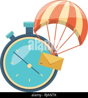 parachute flying with envelope delivery service vector illustration design Stock Vector