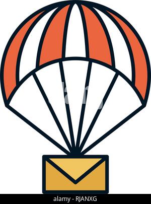parachute flying with envelope delivery service vector illustration design Stock Vector