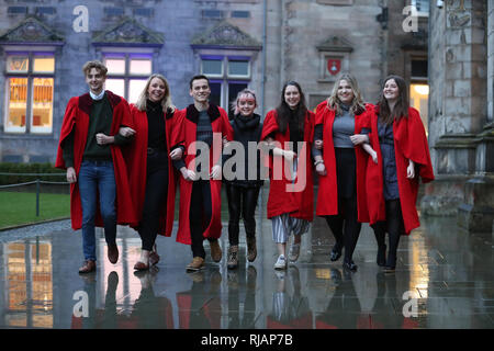 Game of Thrones star Maisie Williams with students in the quandrangle at St Andrews University, where she was attending its Careers Week and promoting Daisie - her social networking app for young artists. Stock Photo