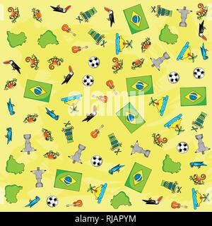 brazil country set icons pattern vector illustration design Stock Vector