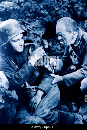 All Quiet on the Western Front is a 1930 American epic pre-Code, war film based on the Erich Maria Remarque novel of the same name. Directed by Lewis Milestone, it stars Louis Wolheim, Lew Ayres, John Wray, Arnold Lucy and Ben Alexander. All Quiet on the Western Front opened to wide acclaim in the United States. Considered a realistic and harrowing account of warfare in World War One. Stock Photo