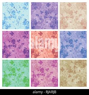 Set of seamless different colored marble patterns. Stock Vector