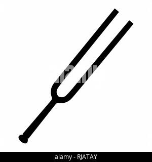 The dark silhouette of a tuning fork on white background Stock Vector