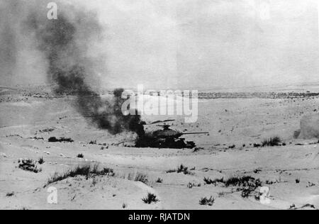 Israeli Egyptian army tank destroyed in action in the Sinai Peninsula during the Six Day War 1967 Stock Photo