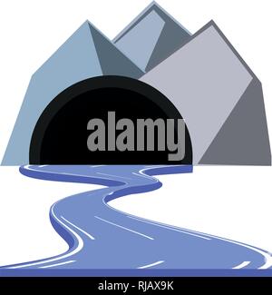 city road with tunnel scene icon vector illustration design Stock Vector