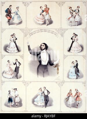 19th century French Illustration depicting different dancer performing the Polka Stock Photo