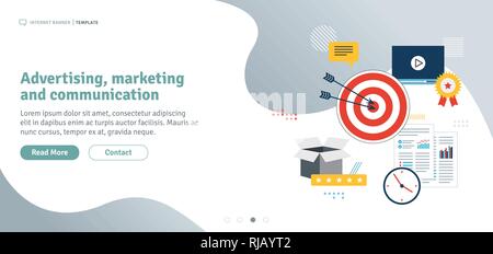 Advertising, marketing and communication. business marketing, analytics and strategy in social networks and social media. Template in flat design for  Stock Vector