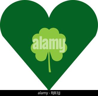 luck clover leaf in heart isolated icon vector illustration design Stock Vector