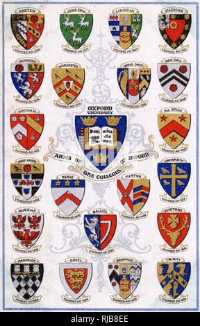 Coats of Arms of the Colleges of Oxford University. Reads 'Oxford ...