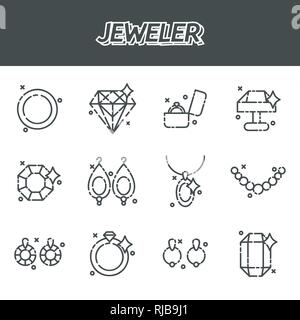 Jeweler icons set. Vector illustration EPS 10 Stock Vector