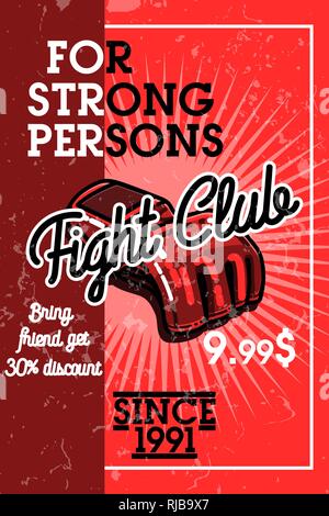 Color vintage fight club banner. Vector illustration, EPS 10 Stock Vector