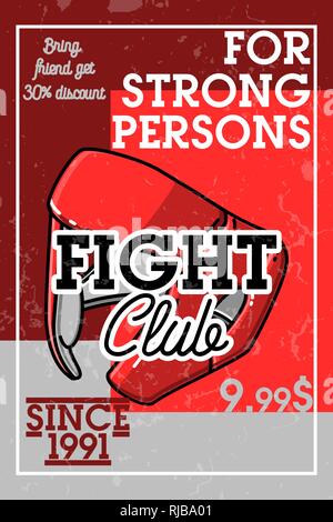 Color vintage fight club banner. Vector illustration, EPS 10 Stock Vector