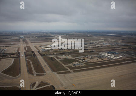 Flight from London Heathrow to Fort Worth Texas Stock Photo