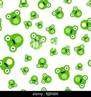 Seamless pattern of the head of a frog. Vector illustration in cartoon Stock Vector