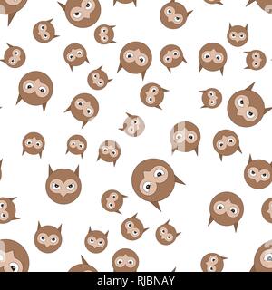 Seamless pattern of owls head. Vector illustration in cartoon style. Stock Vector