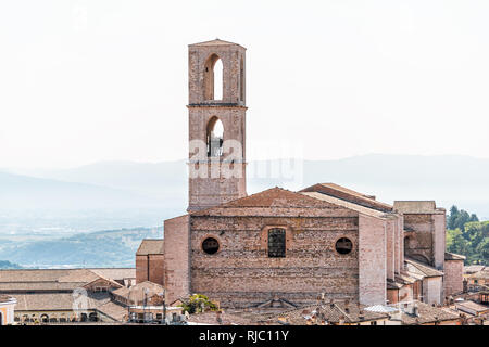 Perugia in Umbria, Italy cityscape view of Church of San Domenico tower and rooftops of town village in summer landscape Stock Photo
