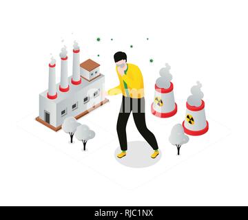 Air pollution - modern colorful isometric vector illustration Stock Vector