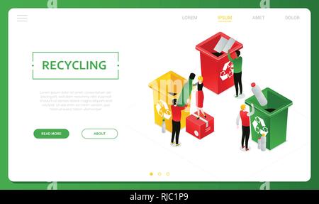 Recycling - modern colorful isometric vector web banner Stock Vector