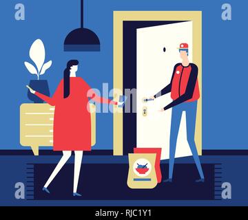 Food delivery - flat design style colorful illustration Stock Vector