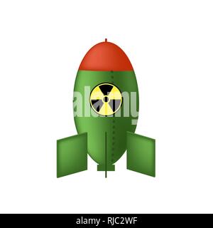 Atomic Bomb with Radiation Sign. Nuclear Rocket. Stock Vector