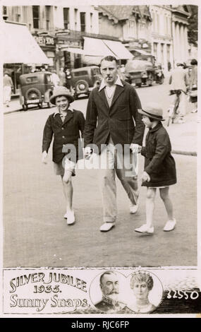 Worthing Sussex - Father with his son and daughter Stock Photo