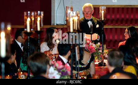 The Prince of Wales delivers a speech during a reception and dinner for the British Asian Trust at Buckingham Palace, London. Stock Photo