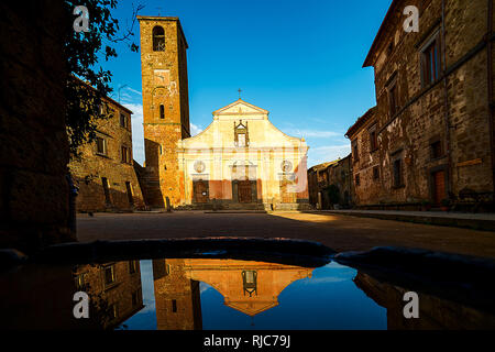 Bell Tower in town square, Civita di Bagnoregio, Italy Stock Photo