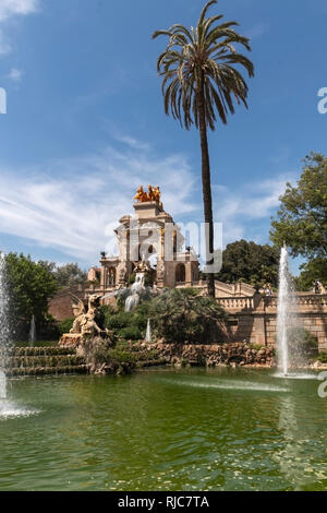 Fountain Cascada in Parc de la Ciutadella (Fountains at Citadel Park, Barcelona, Spain) Stock Photo