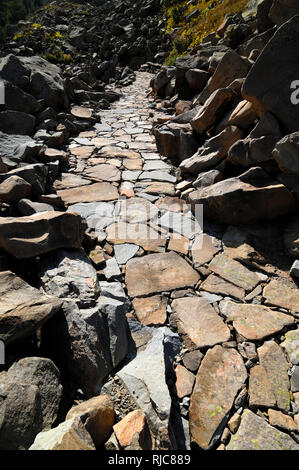 Stone Path or Stone Footpath in the Mercantour National Park French Alps France Stock Photo