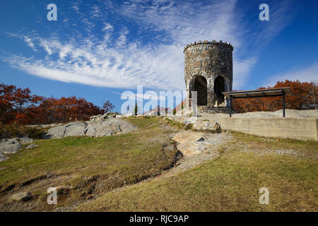 Battie Tower on the summit of Mt. Battie, overlooking Camden, Maine ...