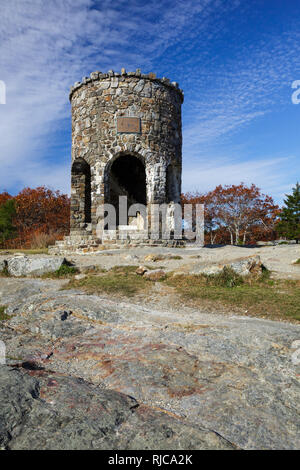 Battie Tower on the summit of Mt. Battie, overlooking Camden, Maine ...