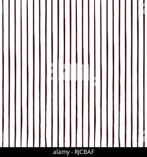 Vector seamless pattern with handdrawn stripes. Hand drawn burgundy vertical lines. Stock Vector