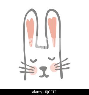 Sweet Little Bunny. Nursery Print. Kids graphic icon. Vector hand drawn illustration Stock Vector