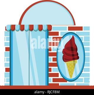 ice cream store facade with parasol vector illustration design Stock Vector