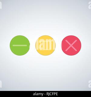 Clean OS or Web multicolor buttons template Close minimize zoom full screen and expand button. Flat vector illustration isolated on modern background Stock Vector