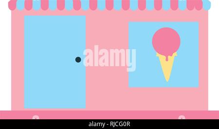 ice cream store facade with parasol vector illustration design Stock Vector