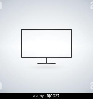Desktop computer, monitor line icon, outline vector sign, linear style pictogram isolated on white. Symbol, logo illustration. Editable stroke Stock Vector