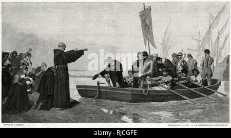 The Embarkation of Columbus at Palos 3 August 1492 Stock Photo