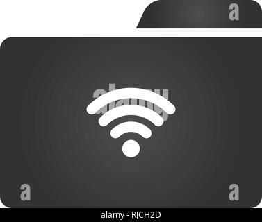 Folder Icon with wifi icon in trendy flat style isolated on white background, for your web site design, app, logo, UI. Vector illustration Stock Vector