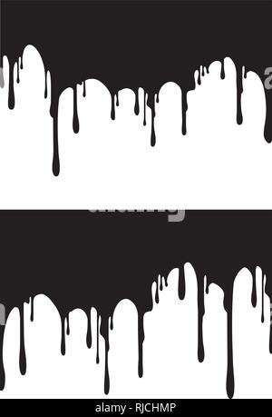 Pair of black decors with paint drips. Vector illustration for your