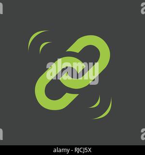 Chain, link flat green icon vector illustration isolated on grey background Stock Vector